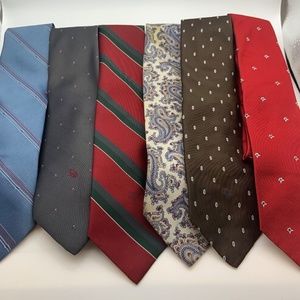 Set of Six Vintage Christian Dior Silk & Polyester Ties